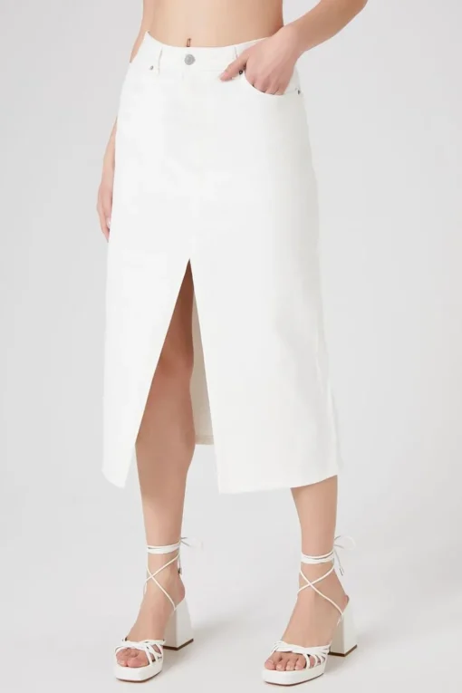Split-Hem Twill Maxi Skirt