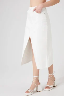 Split-Hem Twill Maxi Skirt