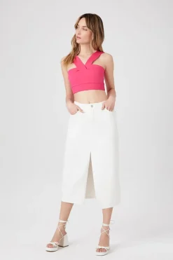 Split-Hem Twill Maxi Skirt