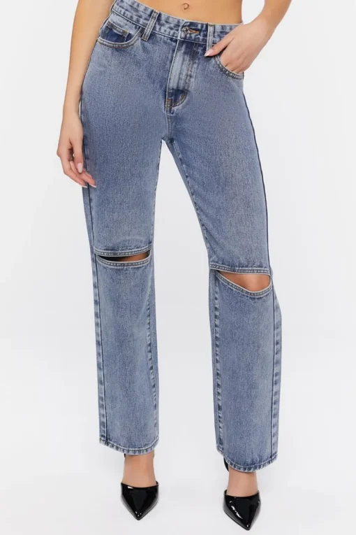 Split-Knee Relaxed High-Rise Jeans