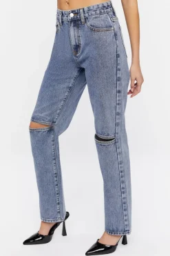 Split-Knee Relaxed High-Rise Jeans