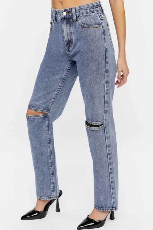 Split-Knee Relaxed High-Rise Jeans
