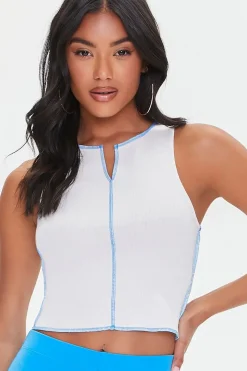 Split-Neck Cropped Tank Top