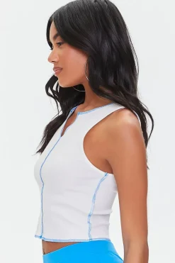 Split-Neck Cropped Tank Top