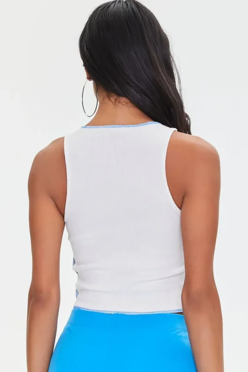 Split-Neck Cropped Tank Top