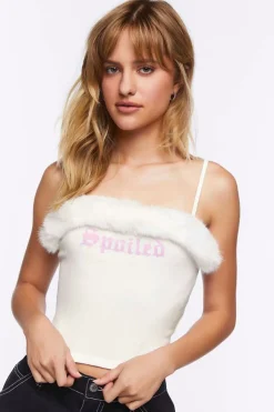 Spoiled Faux Fur-Trim Cami