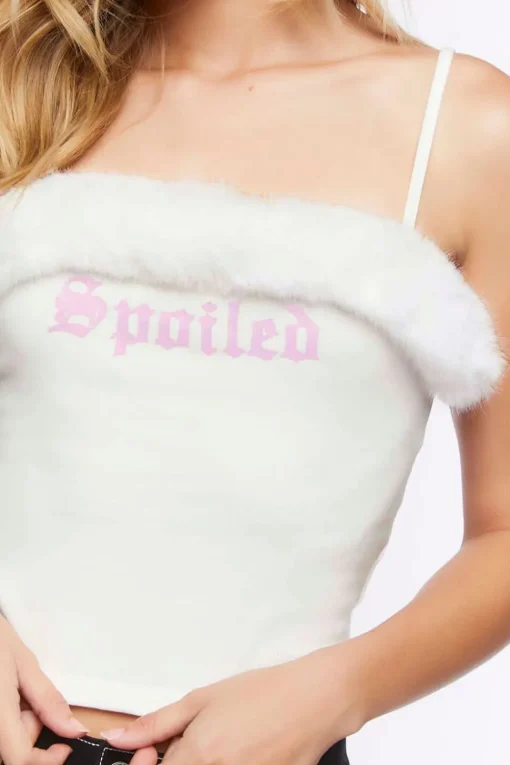 Spoiled Faux Fur-Trim Cami