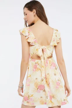 Starfish Print Tie-Back Mini Dress