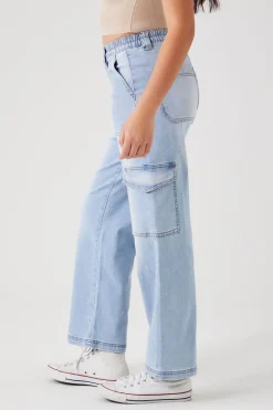 Straight-Leg Denim Cargo Pants