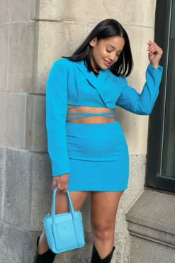 Strappy Cropped Wrap Blazer