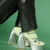 Strappy Platform Flare Heels