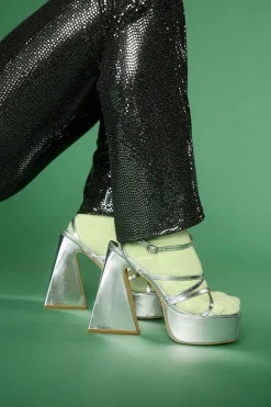 Strappy Platform Flare Heels