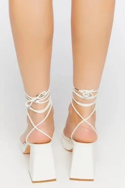 Strappy Platform Lace-Up Heels