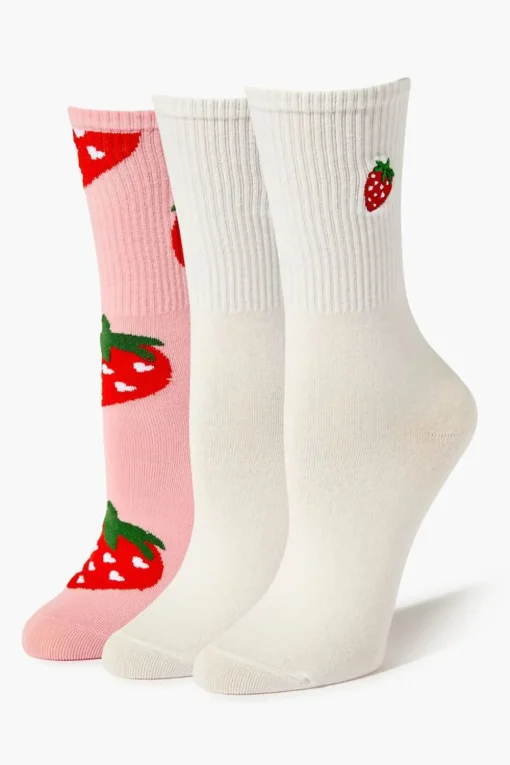 Strawberry Crew Sock Set - 2 Pack