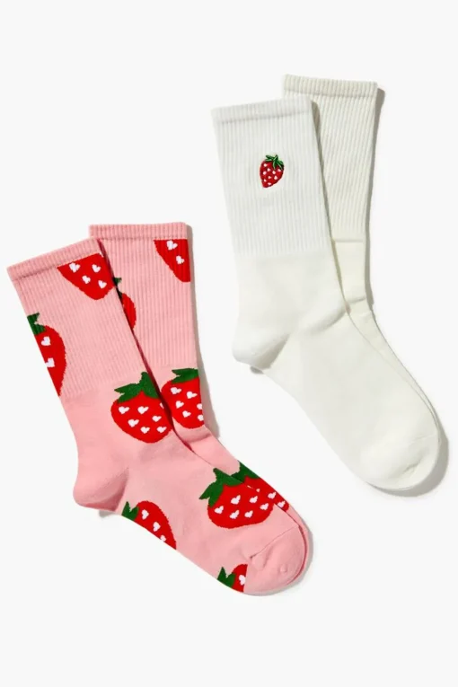 Strawberry Crew Sock Set - 2 Pack