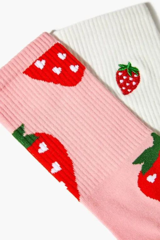 Strawberry Crew Sock Set - 2 Pack