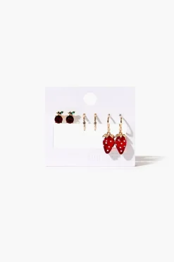 Strawberry Drop Earring Set