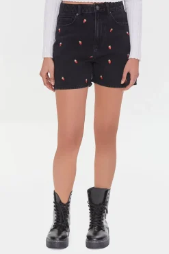 Strawberry High-Rise Denim Shorts