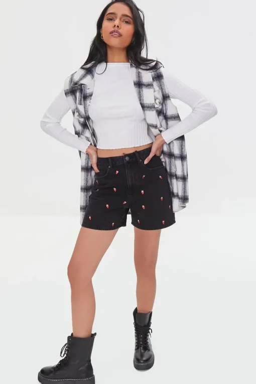 Strawberry High-Rise Denim Shorts