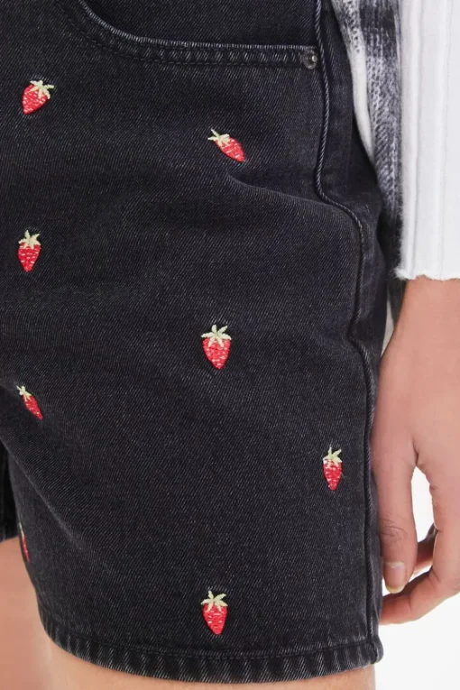 Strawberry High-Rise Denim Shorts