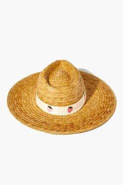 Strawberry-Trim Straw Fedora