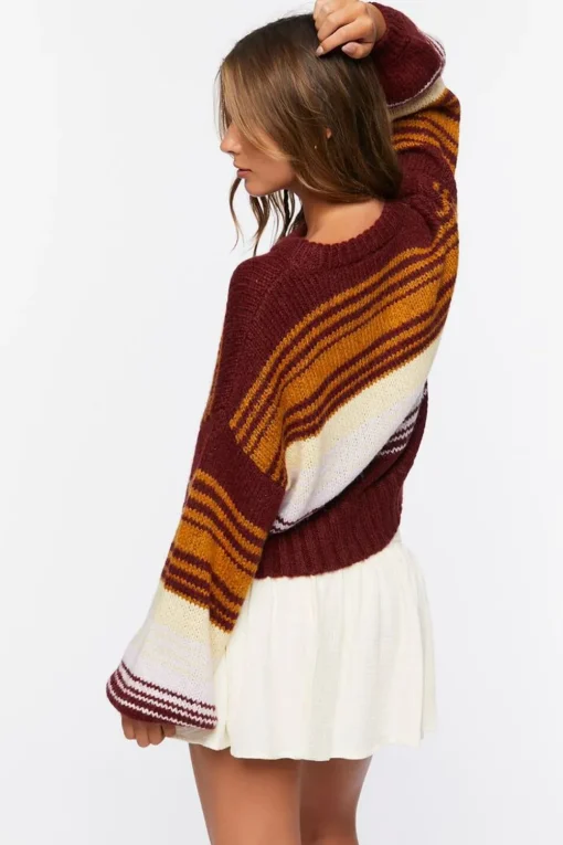 Striped Balloon-Sleeve Sweater