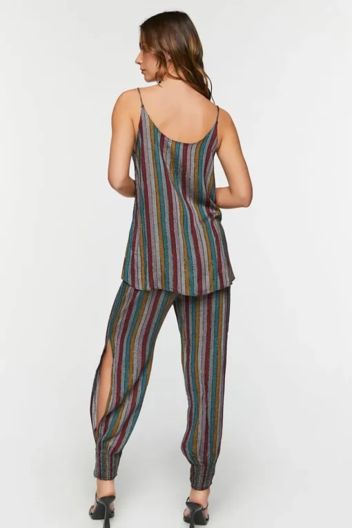 Striped Cami & Drawstring Pants Set