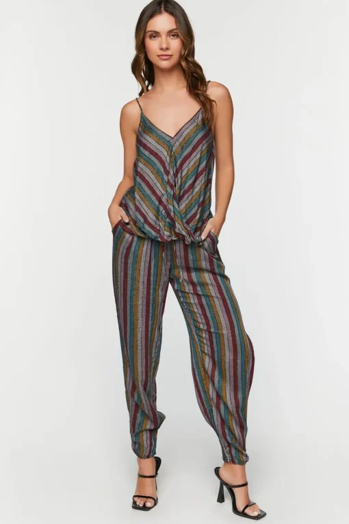 Striped Cami & Drawstring Pants Set