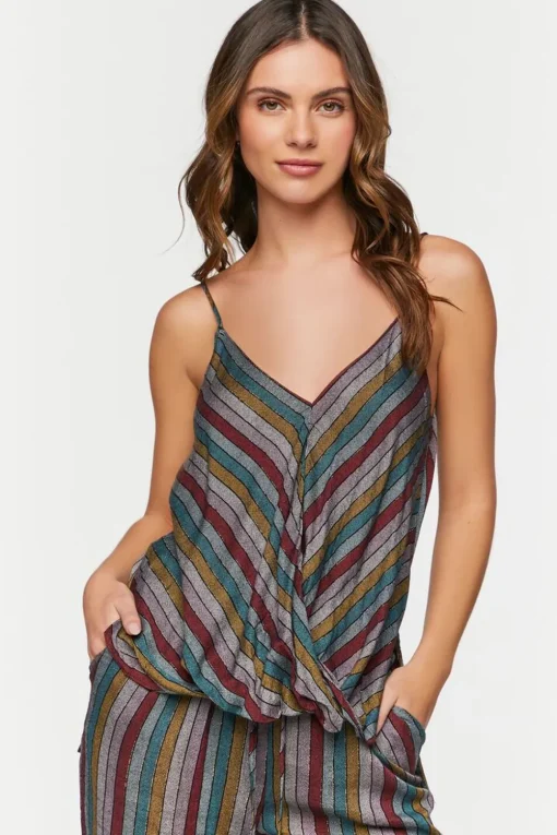 Striped Cami & Drawstring Pants Set
