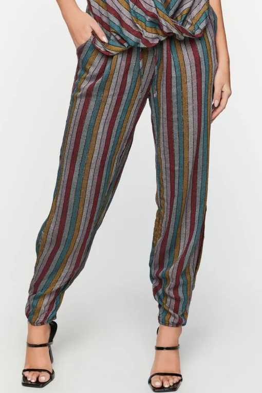 Striped Cami & Drawstring Pants Set