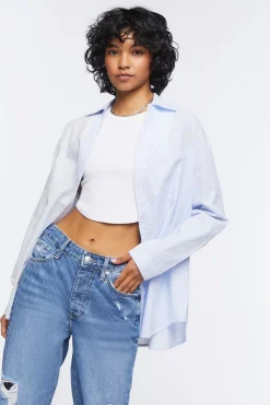 Striped Colorblock Poplin Shirt