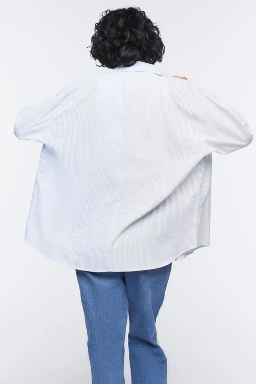 Striped Colorblock Poplin Shirt