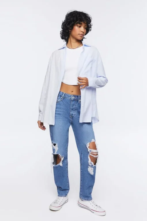 Striped Colorblock Poplin Shirt