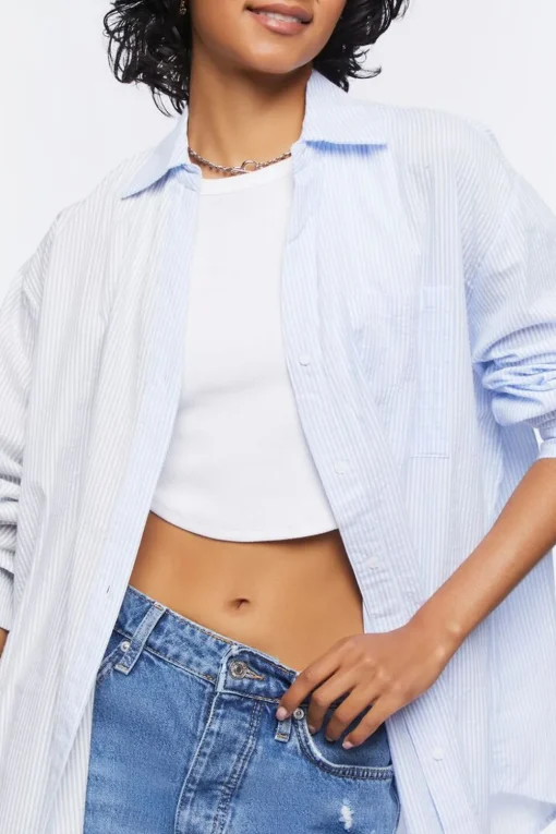 Striped Colorblock Poplin Shirt