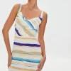 Striped Cowl Mini Dress