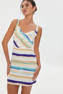 Striped Cowl Mini Dress