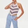 Striped Crochet Halter Top