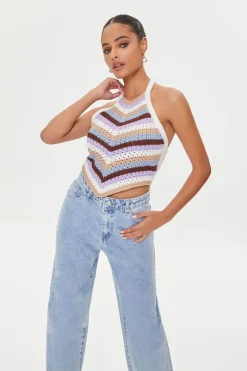 Striped Crochet Halter Top