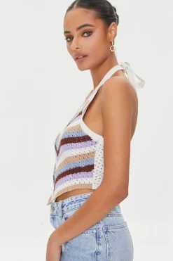 Striped Crochet Halter Top