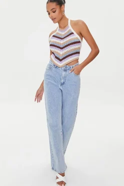 Striped Crochet Halter Top