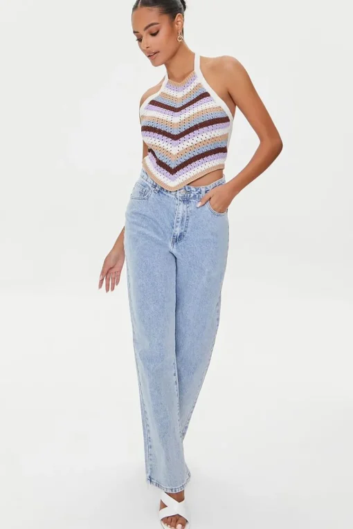 Striped Crochet Halter Top