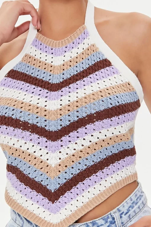 Striped Crochet Halter Top