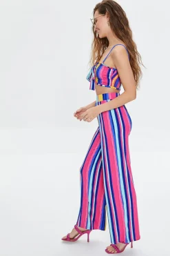 Striped Cropped Cami & Pants Set