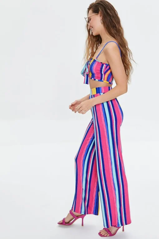 Striped Cropped Cami & Pants Set