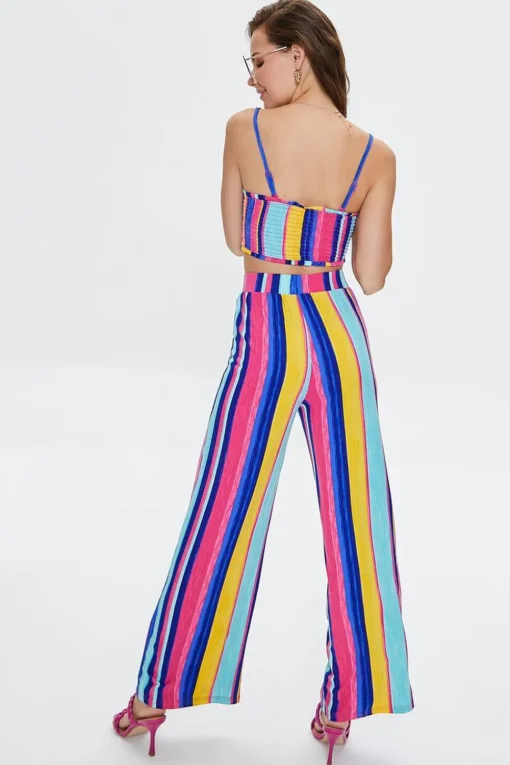 Striped Cropped Cami & Pants Set