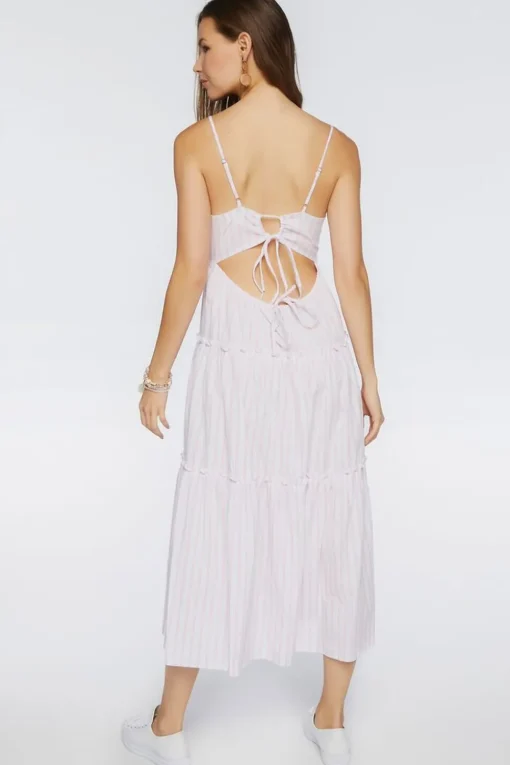Striped Cutout Cami Midi Dress