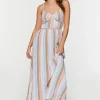 Striped Cutout Maxi Dress