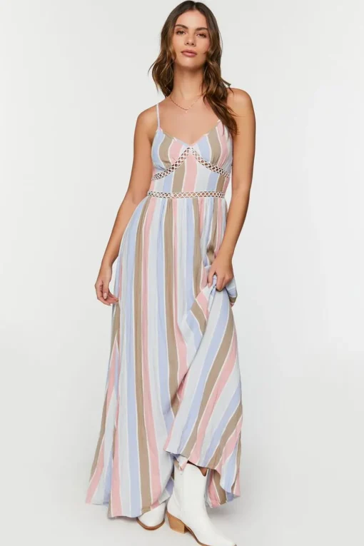 Striped Cutout Maxi Dress