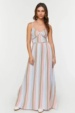 Striped Cutout Maxi Dress