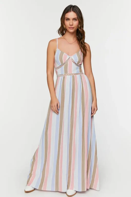 Striped Cutout Maxi Dress
